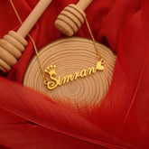 Crown & Heart Style Name Necklace - Gold - Xctasy